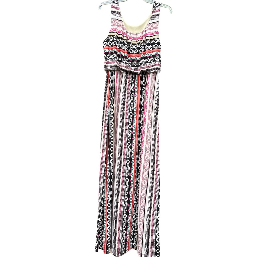 MAURICES Striped Tribal Print Sleeveless Maxi Dress Black,Pink,Orange,White